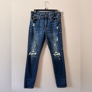 American Eagle Ripped Skinny Jeans with Patches Airflex+